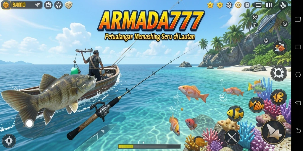 Tampilan gameplay seru ARMADA777 dengan aksi memancing yang mendebarkan.