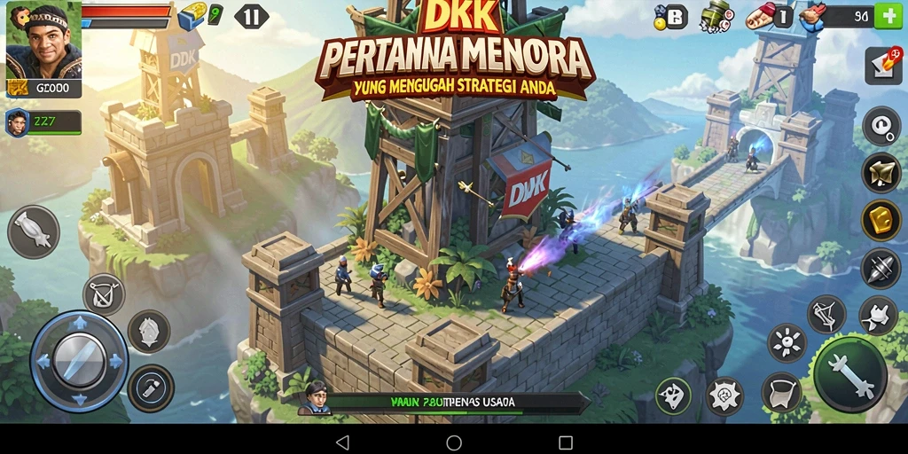 Tampilan gameplay menara yang menantang di DKK.