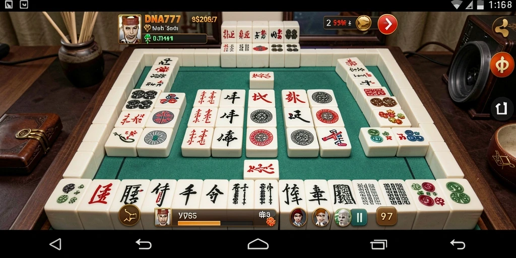 Screenshot gameplay DNA777 yang menampilkan tantangan Mahjong yang menarik.