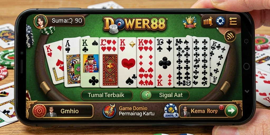 Tampilan screenshot DOWER88 menunjukkan gameplay Domino yang seru dan interaktif.