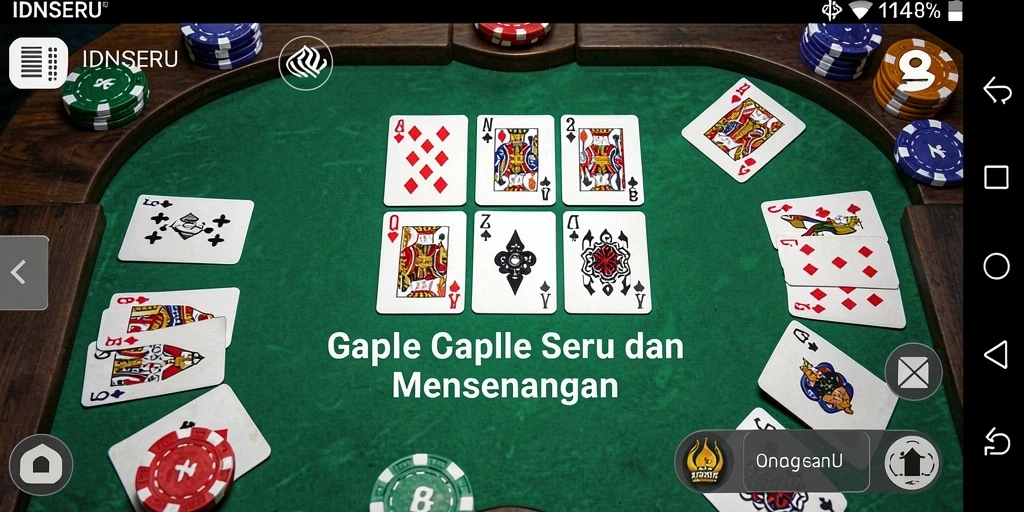 Menampilkan gameplay gaple yang menyenangkan dan interaktif.