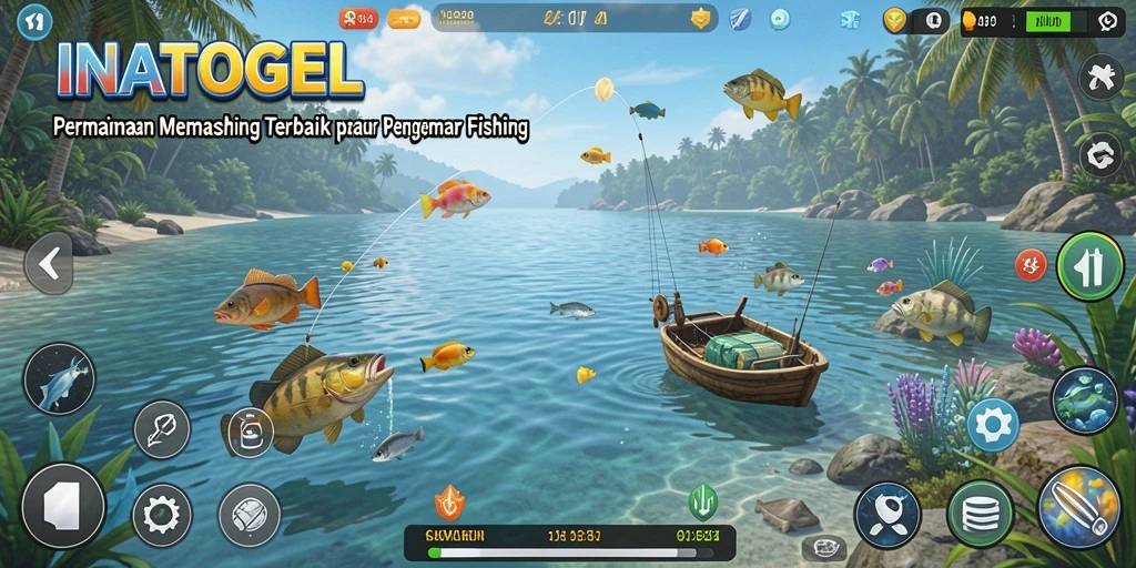 Tangkapan layar gameplay INATOGEL yang menampilkan aksi memancing seru.