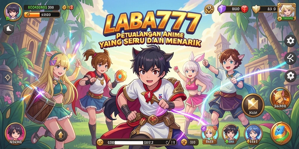Screenshot LABA777 menampilkan aksi seru karakter Anime di dalam gameplay.
