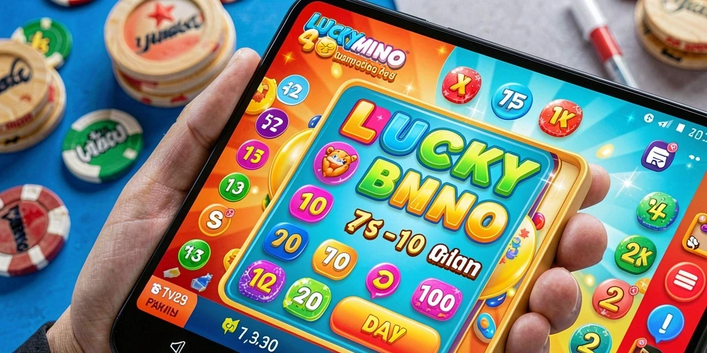 Tampilan gameplay menarik dari LUCKYMINO dengan warna-warna cerah.