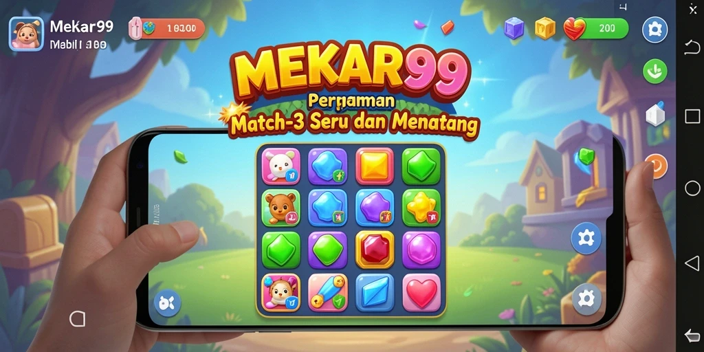 Tangkapan layar gameplay MEKAR99 yang mengasyikkan di dunia Match-3.