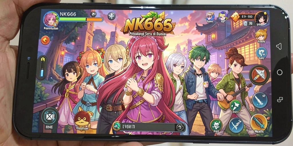 Tampilan gameplay NK666 penuh aksi dan karakter anime menarik.