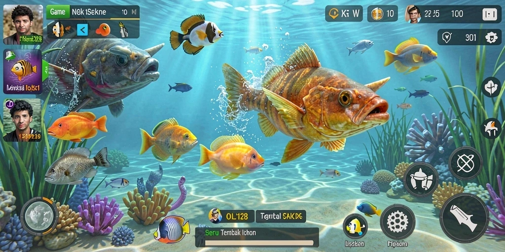 Screenshot OLX128 memperlihatkan aksi menembak ikan yang mendebarkan.