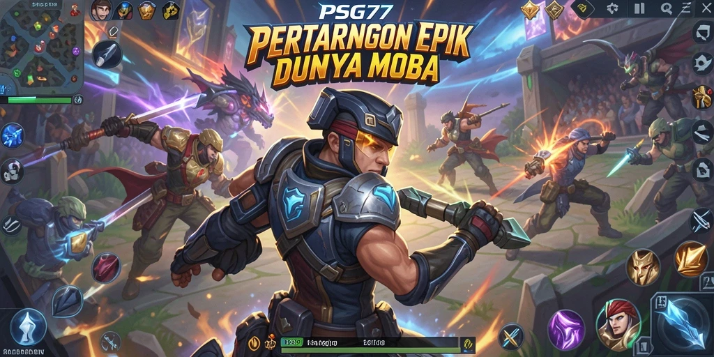 Tampilan gameplay seru di dunia PSG77 MOBA.