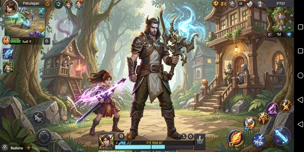 Screenshot utama PT707 menampilkan pertempuran epik dalam dunia RPG yang memukau.
