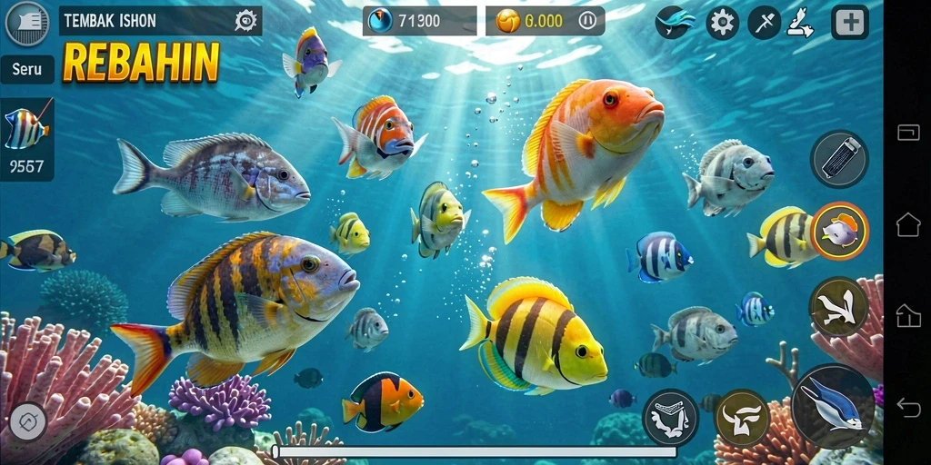 Tampilan gameplay Tembak Ikan yang seru dan penuh warna.