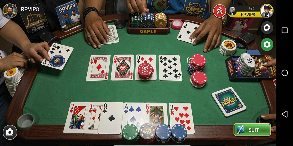 Gameplay RPVIP8 yang seru dalam permainan Gaple.