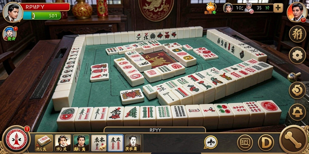 Screenshot gameplay RPYYY dengan desain Mahjong yang menarik.