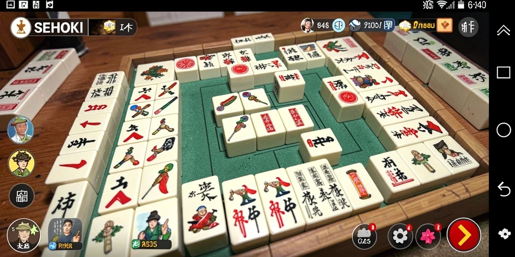 Tampilan gameplay SEHOKI dengan ubin Mahjong yang berwarna-warni.