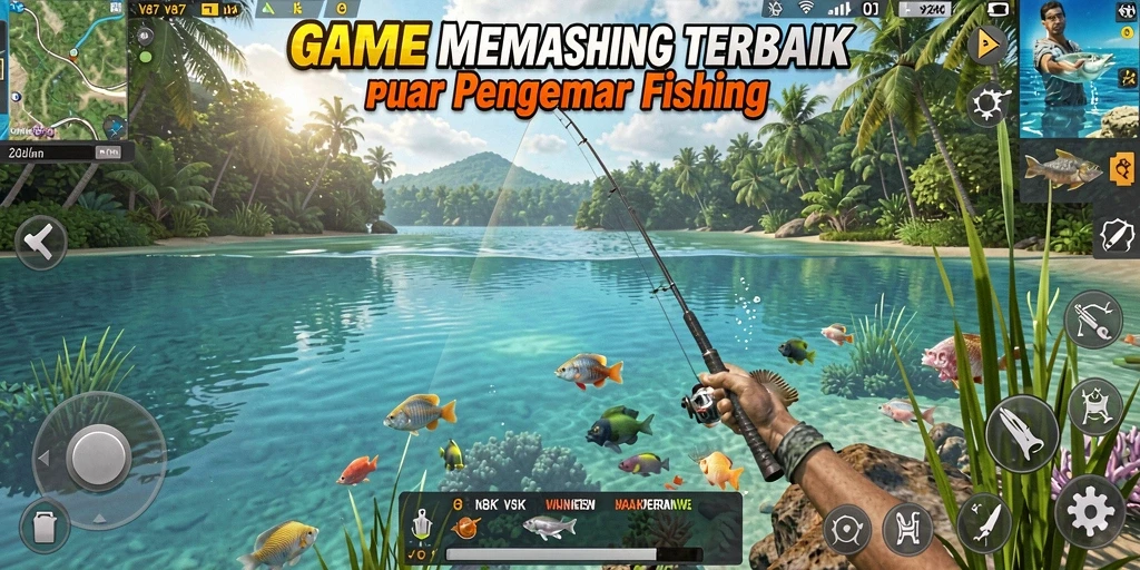 Screenshot V87 menampilkan gameplay memancing yang menarik dan realistis.