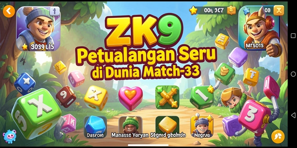 Screenshot gameplay ZK9 menampilkan serunya mencocokkan permata.